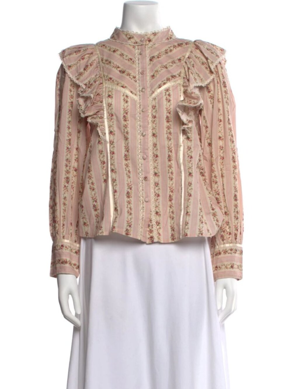 LoveShackFancy  Printed Mock Neck Blouse
